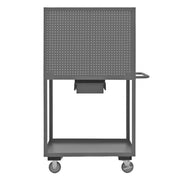 Durham Stock Cart/WorkStation With Pegboard Panel, 2 Shelves, 24 x 36, 14 Gauge, 1200 lbs. Capacity