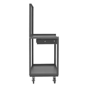 Durham Stock Cart/WorkStation With Pegboard Panel, 2 Shelves, 24 x 36, 14 Gauge, 1200 lbs. Capacity