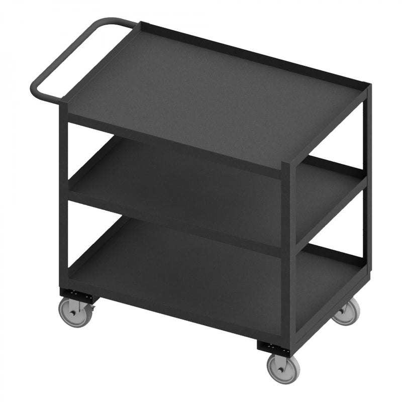 Durham Stock Cart, 3 Shelves, 24 x 36, 14 Gauge, 1200 lbs. Capacity, Gray