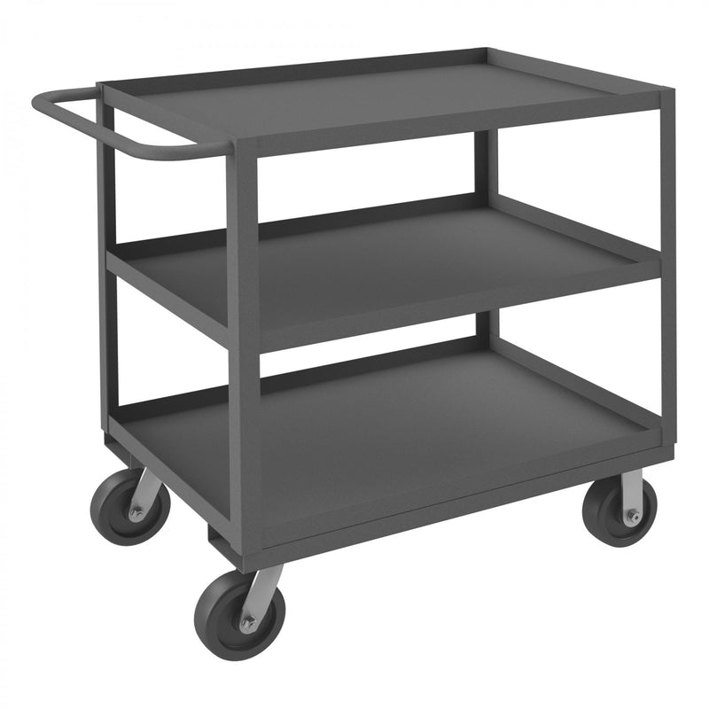 Durham Stock Cart, 3 Shelves, 24 x 36, 14 Gauge, 3000 lbs. Capacity, Gray