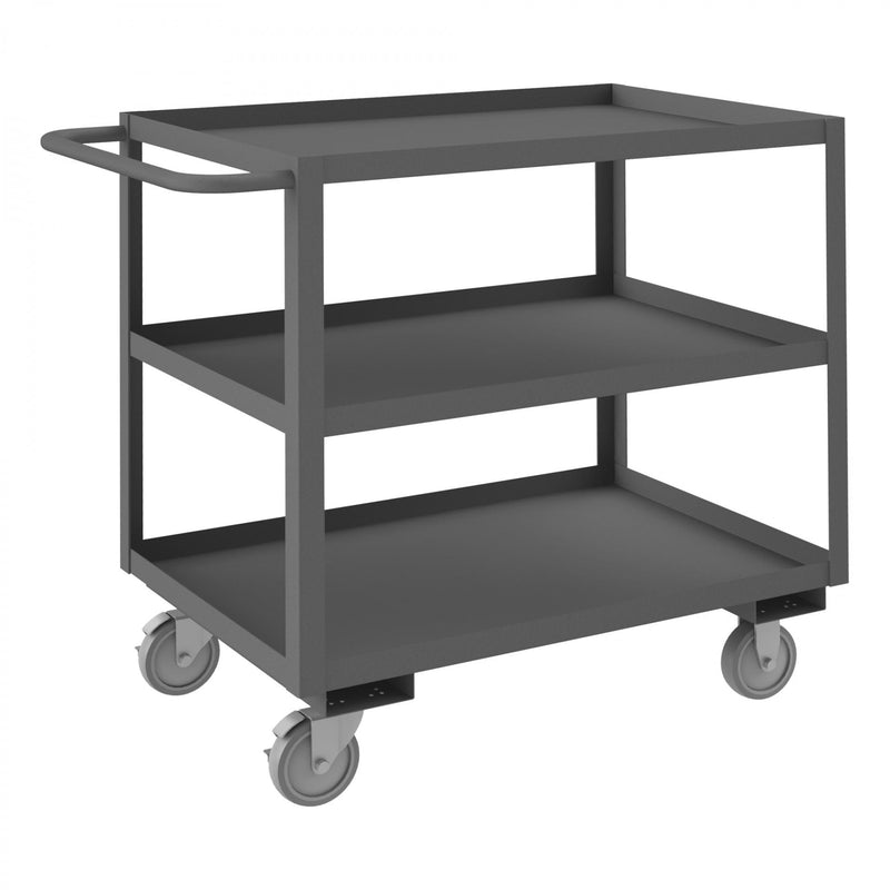 Durham Stock Cart, 3 Shelves, 24 x 36, 14 Gauge, 1200 lbs. Capacity, Gray