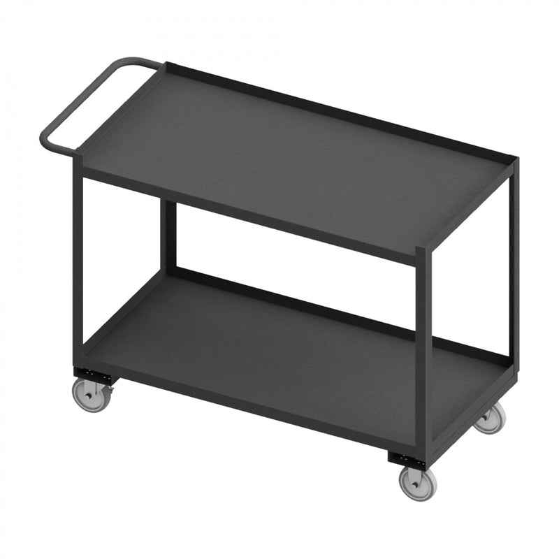 Durham Stock Cart, 2 Shelves, 24 x 48, 14 Gauge, 1200 lbs. Capacity, Gray