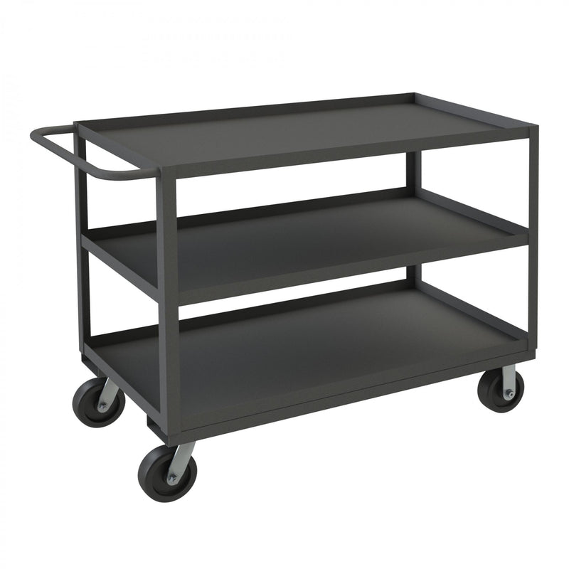 Durham Stock Cart, 3 Shelves, 24 x 48, 14 Gauge, 3000 lbs. Capacity, Gray