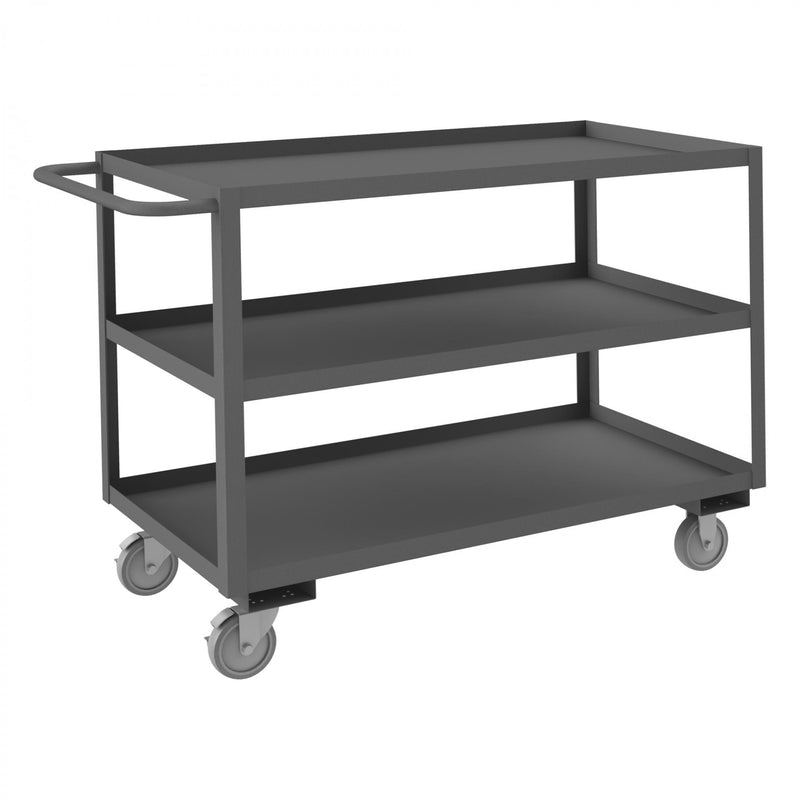 Durham Stock Cart, 3 Shelves, 24 x 48, 14 Gauge, 1200 lbs. Capacity, Gray