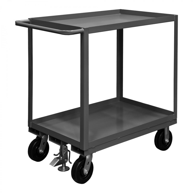 Durham Stock Cart, 2 Shelves, 24 x 48, 14 Gauge, 2400 lbs. Capacity, Floor Lock