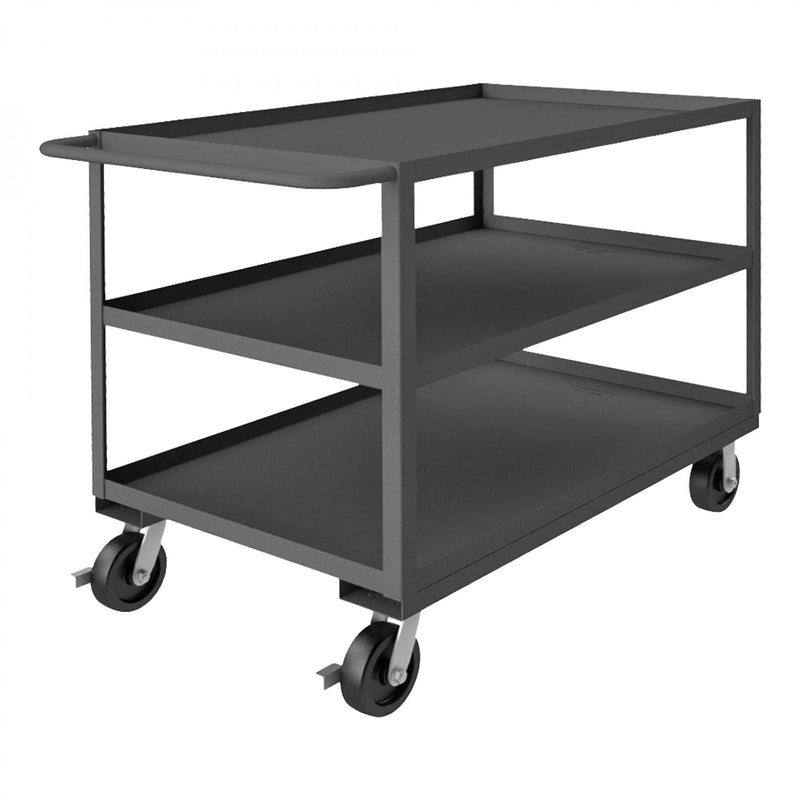 Durham Stock Cart, 3 Shelves, 30 x 48, 14 Gauge, 3000 lbs. Capacity, Gray