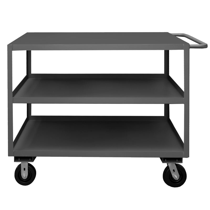 Durham Stock Cart, 3 Shelves, 24 x 36, 14 Gauge, 3000 lbs. Capacity, Gray