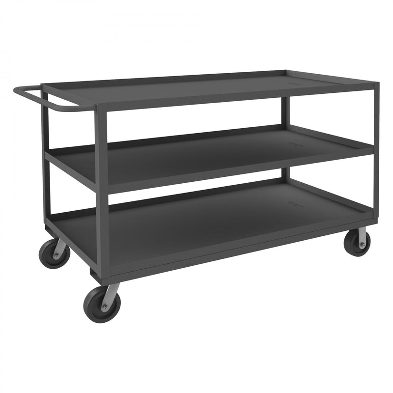 Durham Stock Cart, 3 Shelves, 30 x 60, 14 Gauge, 3000 lbs. Capacity, Gray
