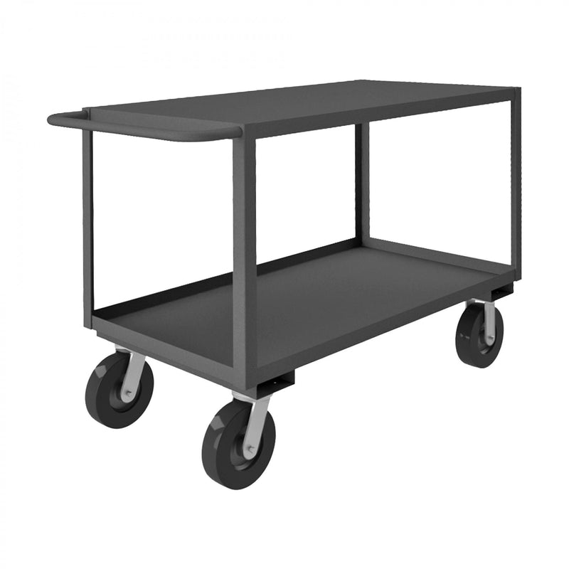 Durham Stock Cart, 2 Shelves, 24 x 48, 14 Gauge, 3000 lbs. Capacity, Gray