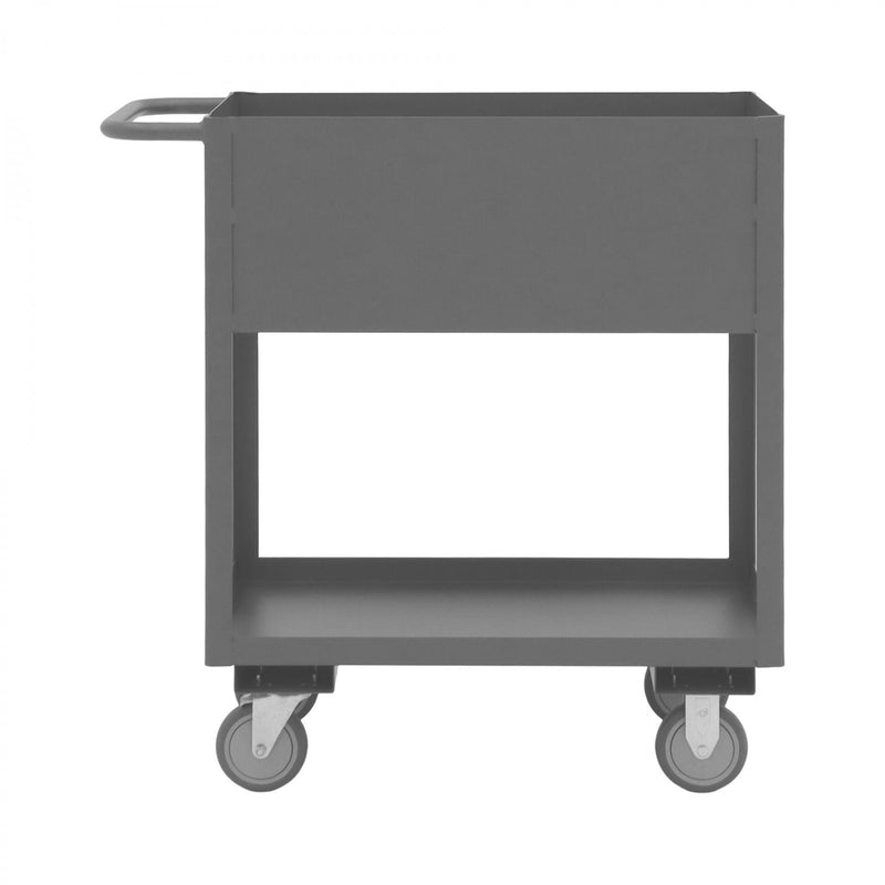 Durham Stock Cart, 2 Shelves, 12" High Lips, 18 x 30, 14 Gauge, 1200 lbs. Capacity, Gray