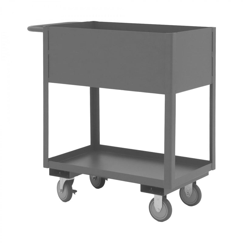 Durham Stock Cart, 2 Shelves, 12" High Lips, 18 x 30, 14 Gauge, 1200 lbs. Capacity, Gray