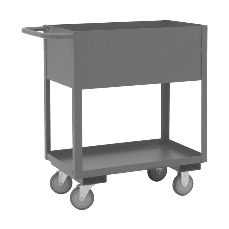 Durham Stock Cart, 2 Shelves, 12" High Lips, 18 x 30, 14 Gauge, 1200 lbs. Capacity, Gray