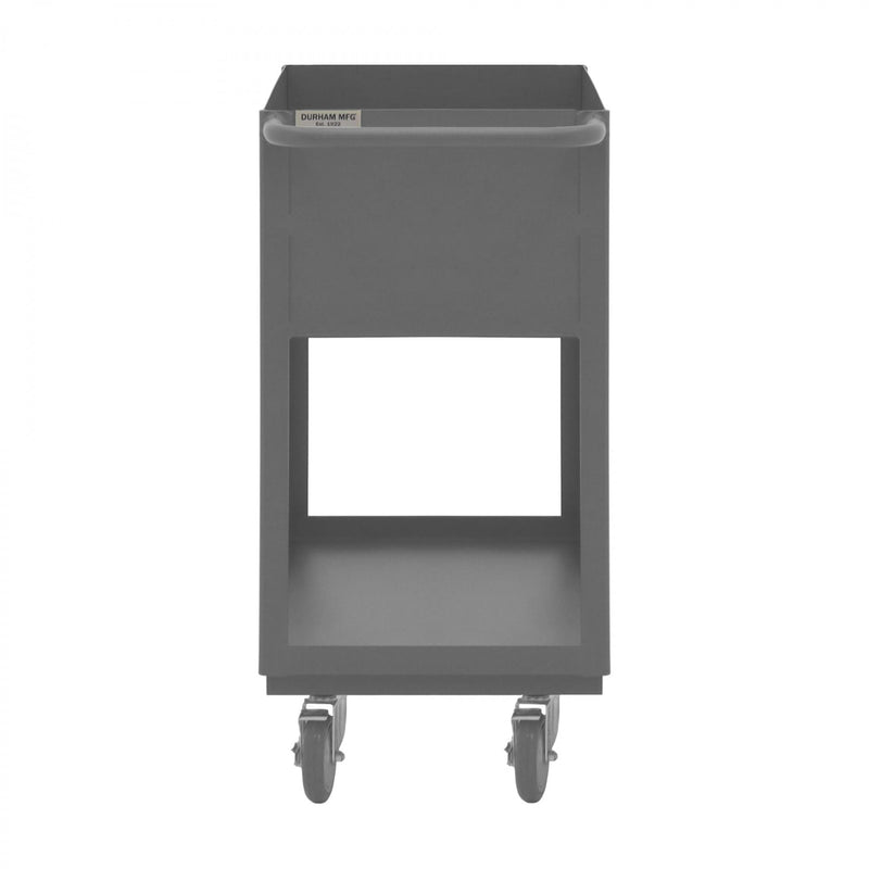 Durham Stock Cart, 2 Shelves, 12" High Lips, 18 x 30, 14 Gauge, 1200 lbs. Capacity, Gray