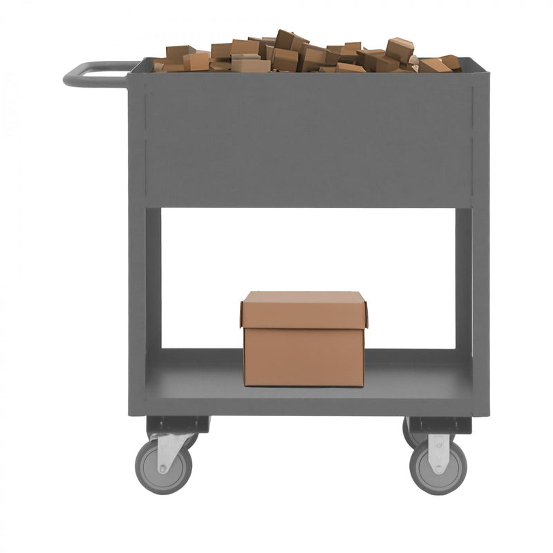 Durham Stock Cart, 2 Shelves, 12" High Lips, 18 x 30, 14 Gauge, 1200 lbs. Capacity, Gray