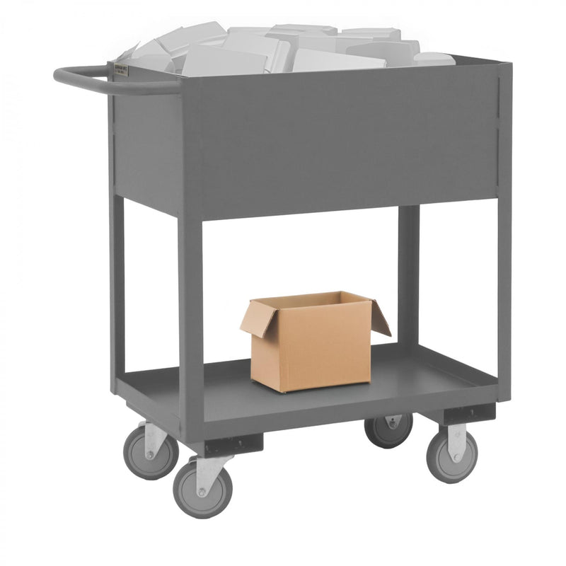 Durham Stock Cart, 2 Shelves, 12" High Lips, 18 x 30, 14 Gauge, 1200 lbs. Capacity, Gray