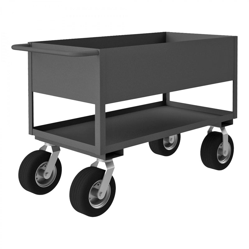 Durham Stock Cart, 2 Shelves, 12" High Lips, 24 x 48, 14 Gauge, 1200 lbs. Capacity, Gray