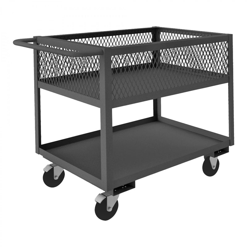 Durham Stock Cart, 2 Shelves, 12" High Lips, 24 x 30, 14 Gauge, 1400 lbs. Capacity