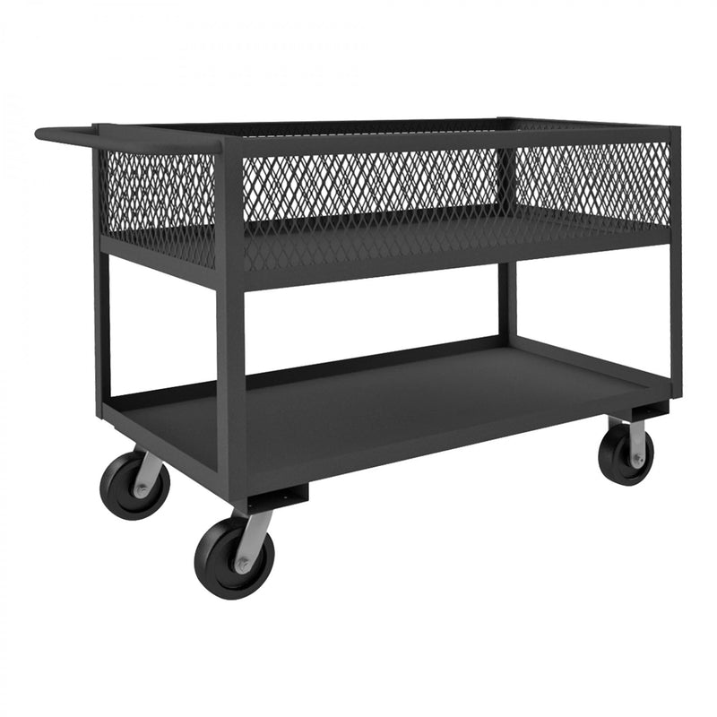 Durham Stock Cart, 2 Shelves, 12" High Lips, 24 x 48, 14 Gauge, 3600 lbs. Capacity