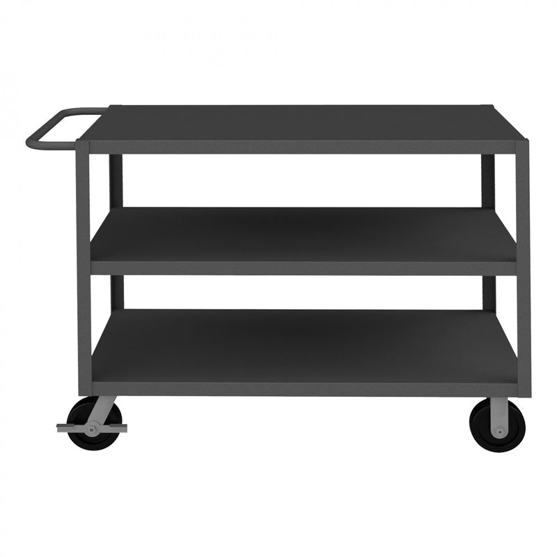 Durham Rolling Service Cart With 6" x 2" Phenolic Casters, (2) Rigid, (2) Swivel With Side Brakes