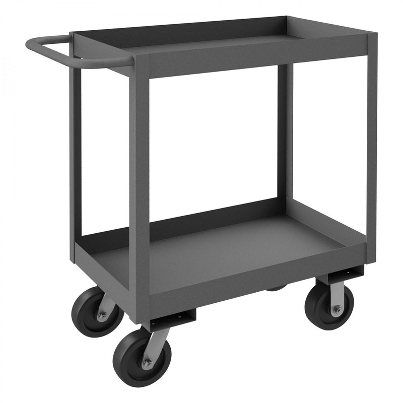 Durham Stock Cart, 2 Shelves, 3" High Lips, 18 x 30, 14 Gauge, 3600 lbs. Capacity, Gray
