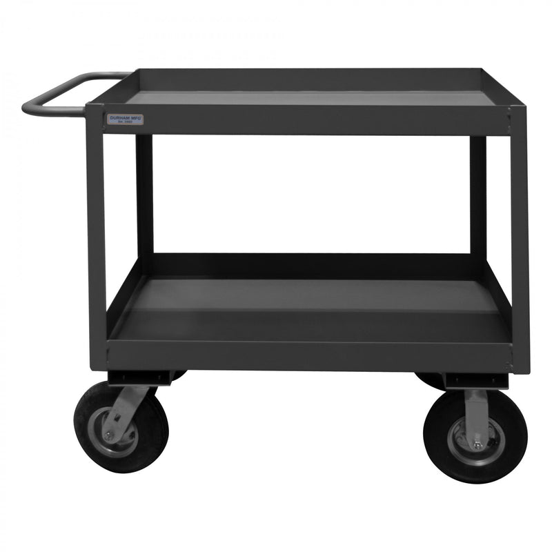 Durham Stock Cart, 2 Shelves, 3" High Lips, 24 x 36, 14 Gauge, 1200 lbs. Capacity