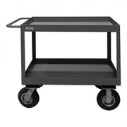 Durham Stock Cart, 2 Shelves, 3" High Lips, 24 x 36, 14 Gauge, 1200 lbs. Capacity, Gray
