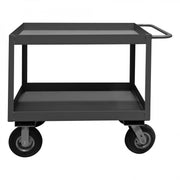Durham Stock Cart, 2 Shelves, 3" High Lips, 24 x 36, 14 Gauge, 1200 lbs. Capacity, Gray