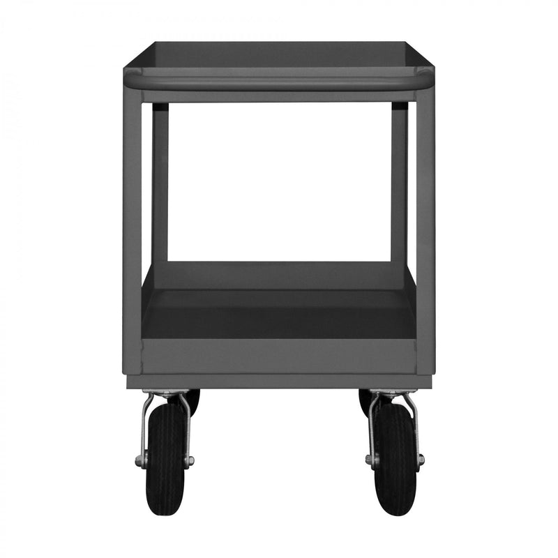 Durham Stock Cart, 2 Shelves, 3" High Lips, 24 x 36, 14 Gauge, 1200 lbs. Capacity, Gray