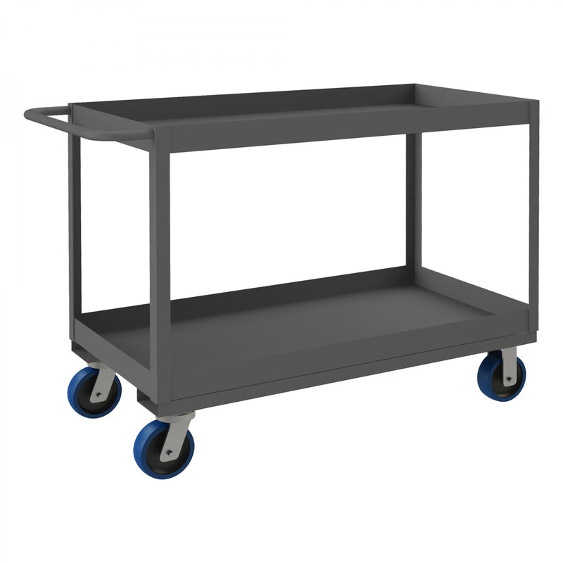 Durham Stock Cart, 2 Shelves, 3" High Lips, 24 x 48, 14 Gauge, 3600 lbs. Capacity