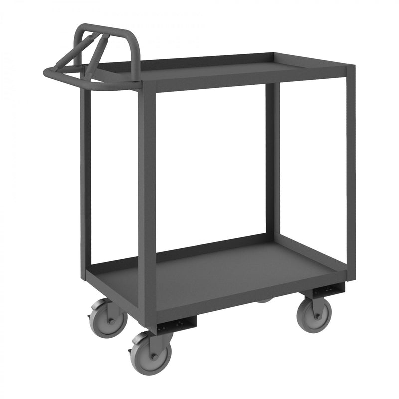 Durham Stock Cart, 2 Shelves, 24 x 36, 14 Gauge, 1200 lbs. Capacity, Ergonomic Handle, Gray
