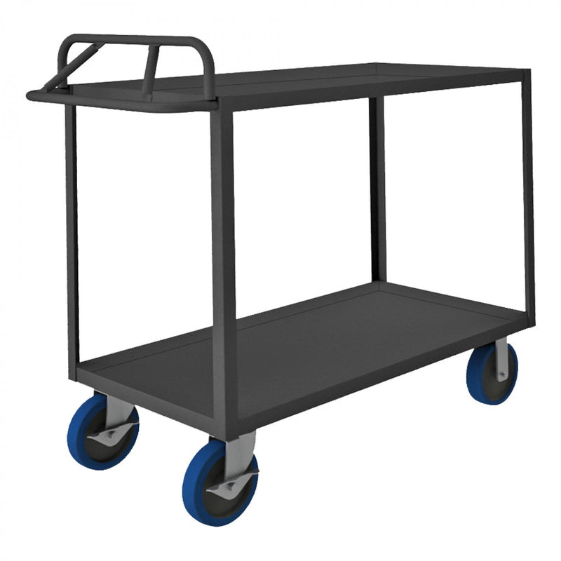 Durham Stock Cart, 2 Shelves, 24 x 36, 14 Gauge, 3600 lbs. Capacity, Ergonomic Handle, Gray
