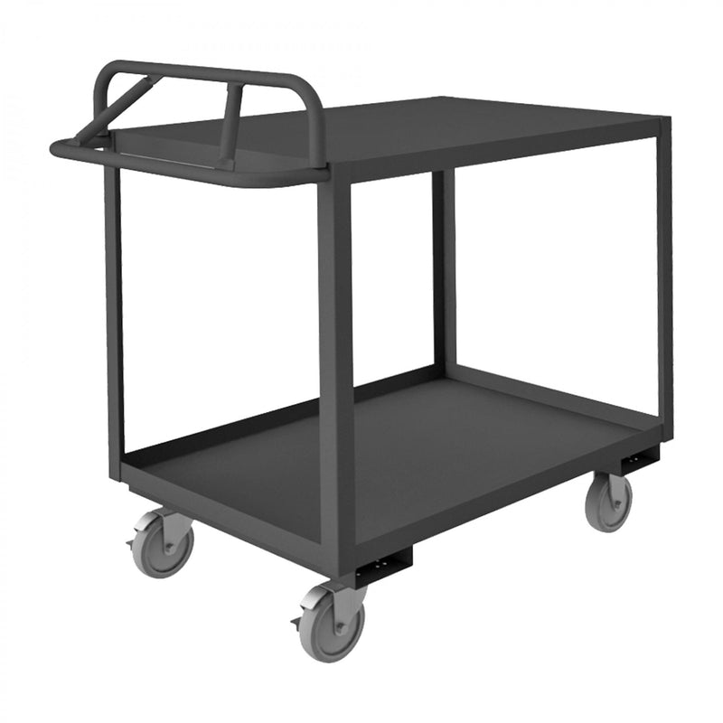 Durham Stock Cart, 2 Shelves, 24 x 36, 14 Gauge, 1200 lbs. Capacity, Ergonomic Handle, Gray