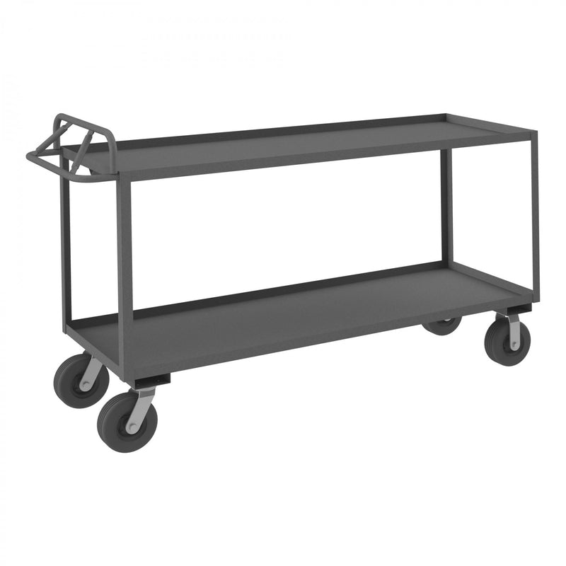 Durham Stock Cart, 2 Shelves, 24 x 72, 14 Gauge, 1200 lbs. Capacity, Ergonomic Handle