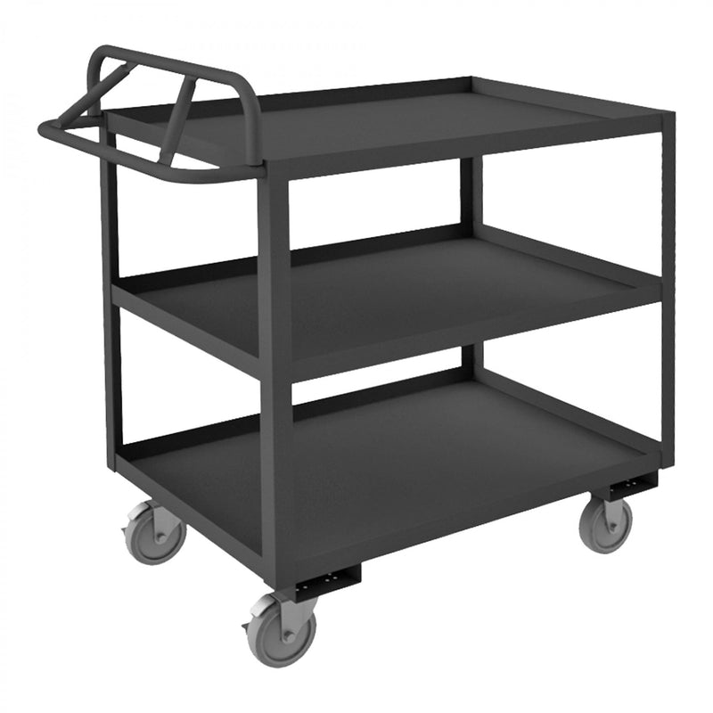 Durham Stock Cart, 3 Shelves, 30 x 48, 14 Gauge, 1200 lbs. Capacity, Ergonomic Handle