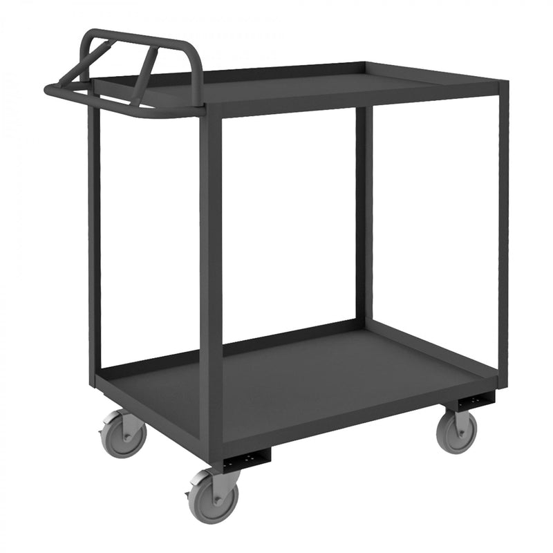 Durham Stock Cart, 2 Shelves, 24 x 36, 14 Gauge, 1200 lbs. Capacity, Ergonomic Handle, Gray