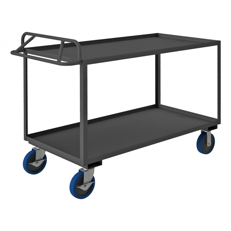 Durham Stock Cart, 2 Shelves, 30 x 60, 14 Gauge, 3600 lbs. Capacity, Ergonomic Handle