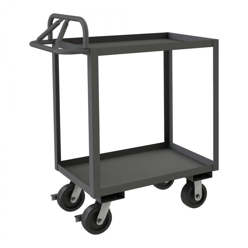 Durham Stock Cart, 2 Shelves, 18 x 30, 14 Gauge, 3600 lbs. Capacity, Ergonomic Handle, Gray