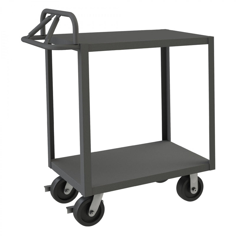 Durham Stock Cart, 2 Shelves, 24 x 48, 14 Gauge, 3600 lbs. Capacity, Ergonomic Handle