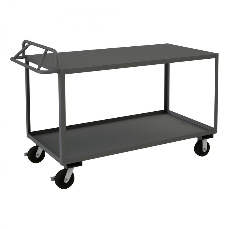 Durham Stock Cart, 2 Shelves, 24 x 36, 14 Gauge, 3600 lbs. Capacity, Ergonomic Handle, Gray