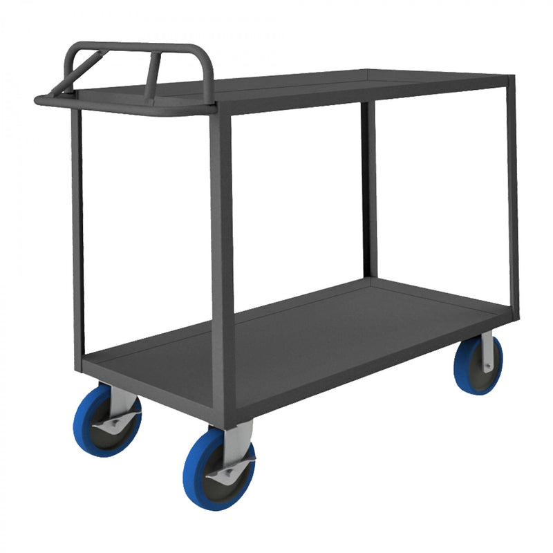 Durham Stock Cart, 2 Shelves, 30 x 60, 14 Gauge, 3600 lbs. Capacity, Ergonomic Handle