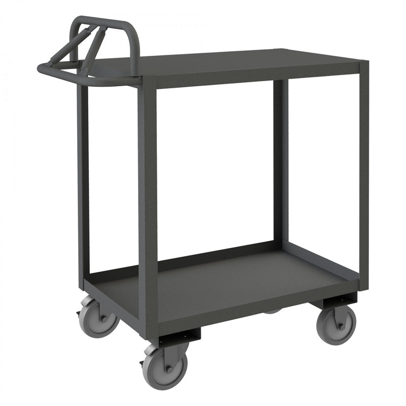 Durham Stock Cart, 2 Shelves, 24 x 48, 14 Gauge, 1200 lbs. Capacity, Ergonomic Handle, Gray