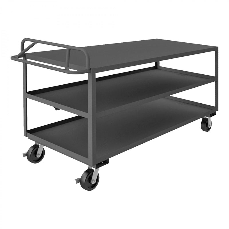 Durham Stock Cart, 3 Shelves, 30 x 72, 14 Gauge, 3600 lbs. Capacity, Ergonomic Handle