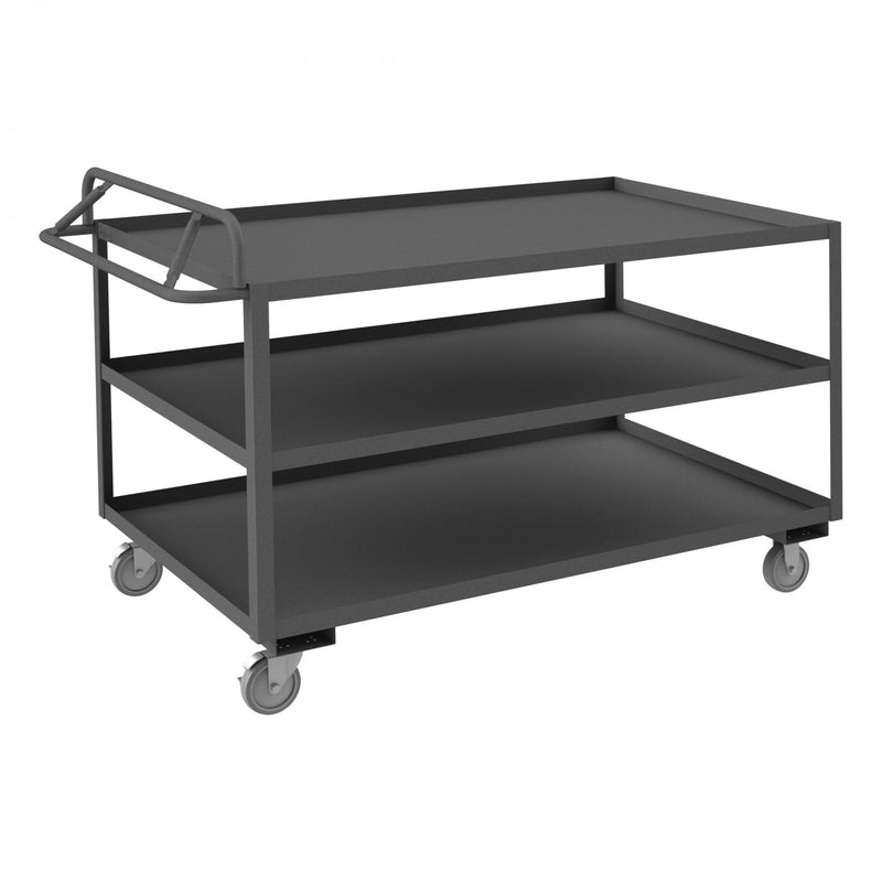 Durham Stock Cart, 3 Shelves, 36 x 60, 14 Gauge, 1200 lbs. Capacity, Ergonomic Handle