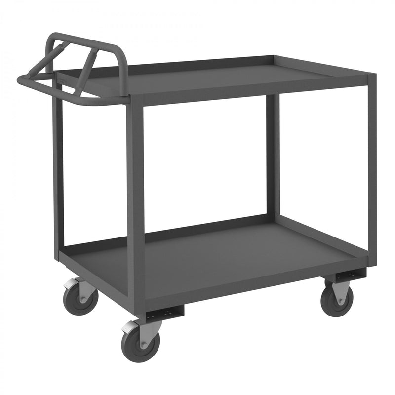 Durham Stock Cart, 2 Shelves, 24 x 36, 14 Gauge, 1400 lbs. Capacity, Ergonomic Handle, Gray