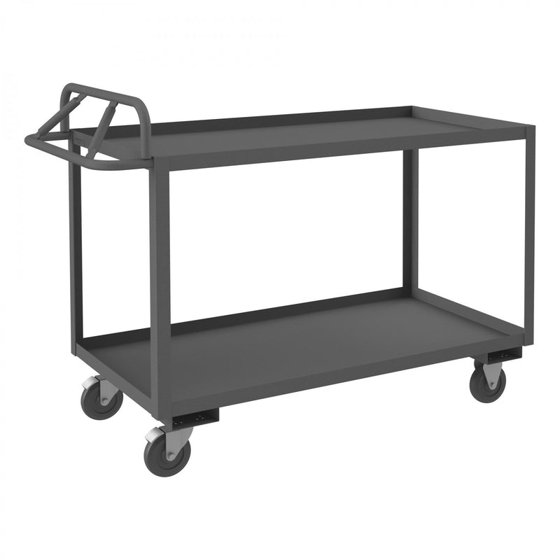 Durham Stock Cart, 2 Shelves, 24 x 48, 14 Gauge, 1400 lbs. Capacity, Ergonomic Handle