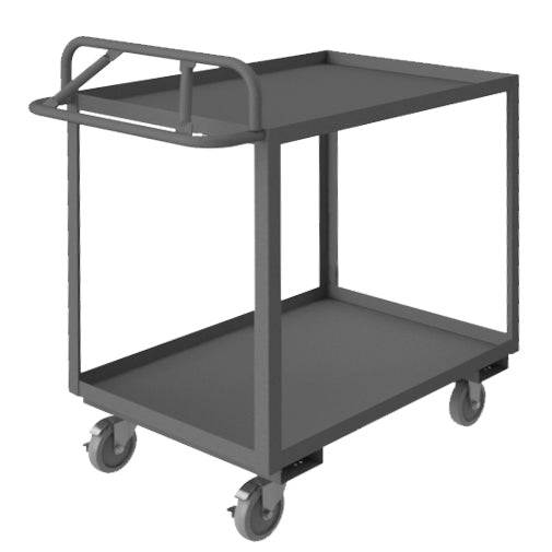 Durham Stock Cart, 2 Shelves, 30 x 48, 14 Gauge, 1200 lbs. Capacity, Ergonomic Handle