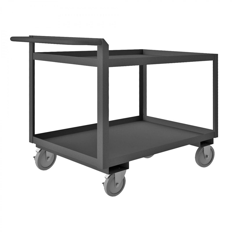 Durham Stock Cart, 2 Shelves, 24 x 30, 14 Gauge, 1200 lbs. Capacity, Raised Handle