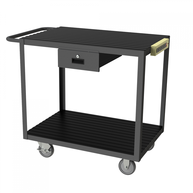 Durham Instrument Cart, 14 Gauge Steel, 2  Shelves, 24 x 36, 1200 lbs. Capacity, Gray
