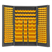 Durham Heavy Duty Cabinet, 14 Gauge, 48 x 24 x 84, 192 Yellow Bins