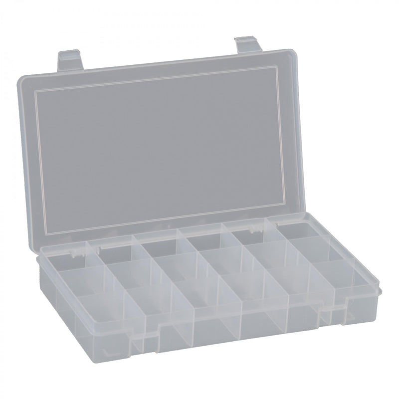 Durham Small, Plastic Compartment Box, 18 Openings, Clear (Pack of 10)
